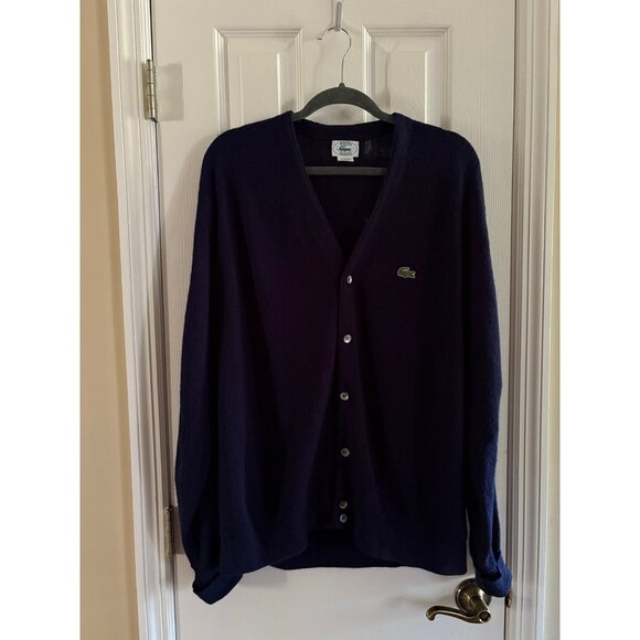 Vintage Navy Blue Lacoste Izod Cardigan 80’s - 90’s Navy Blue - Picture 1 of 3
